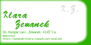 klara zemanek business card